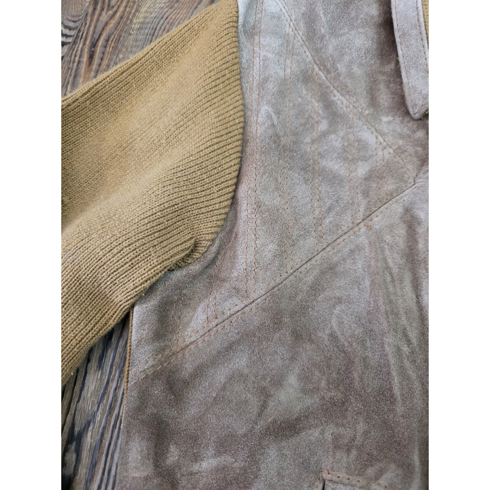 Troy Hill LTD 1980's Leather Jacket Tan Suede Acrylic Tan Large Vintage - Picture 4 of 5